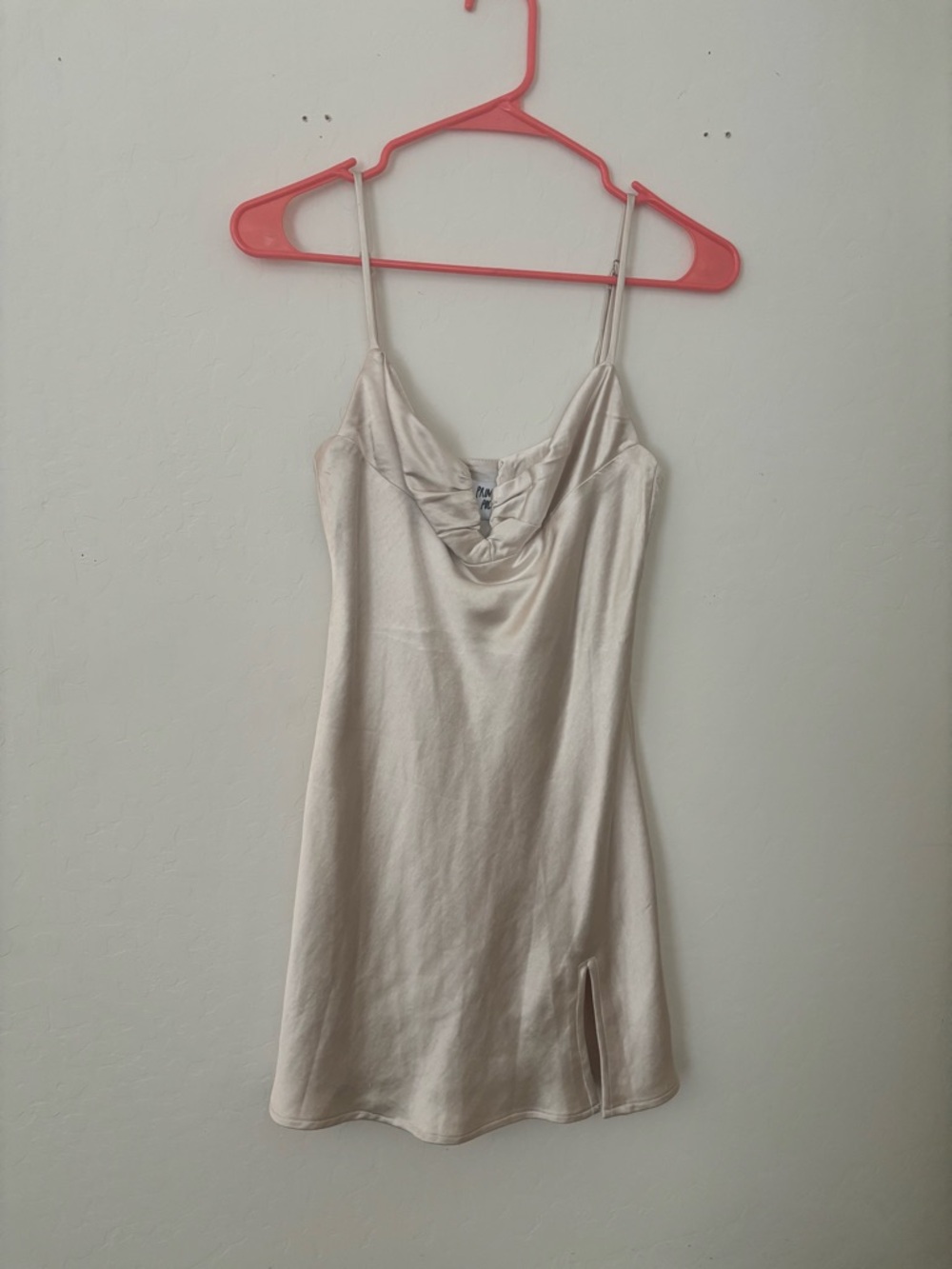 Princess Polly Cream Satin Cowl Mini Slip Dress Size 2